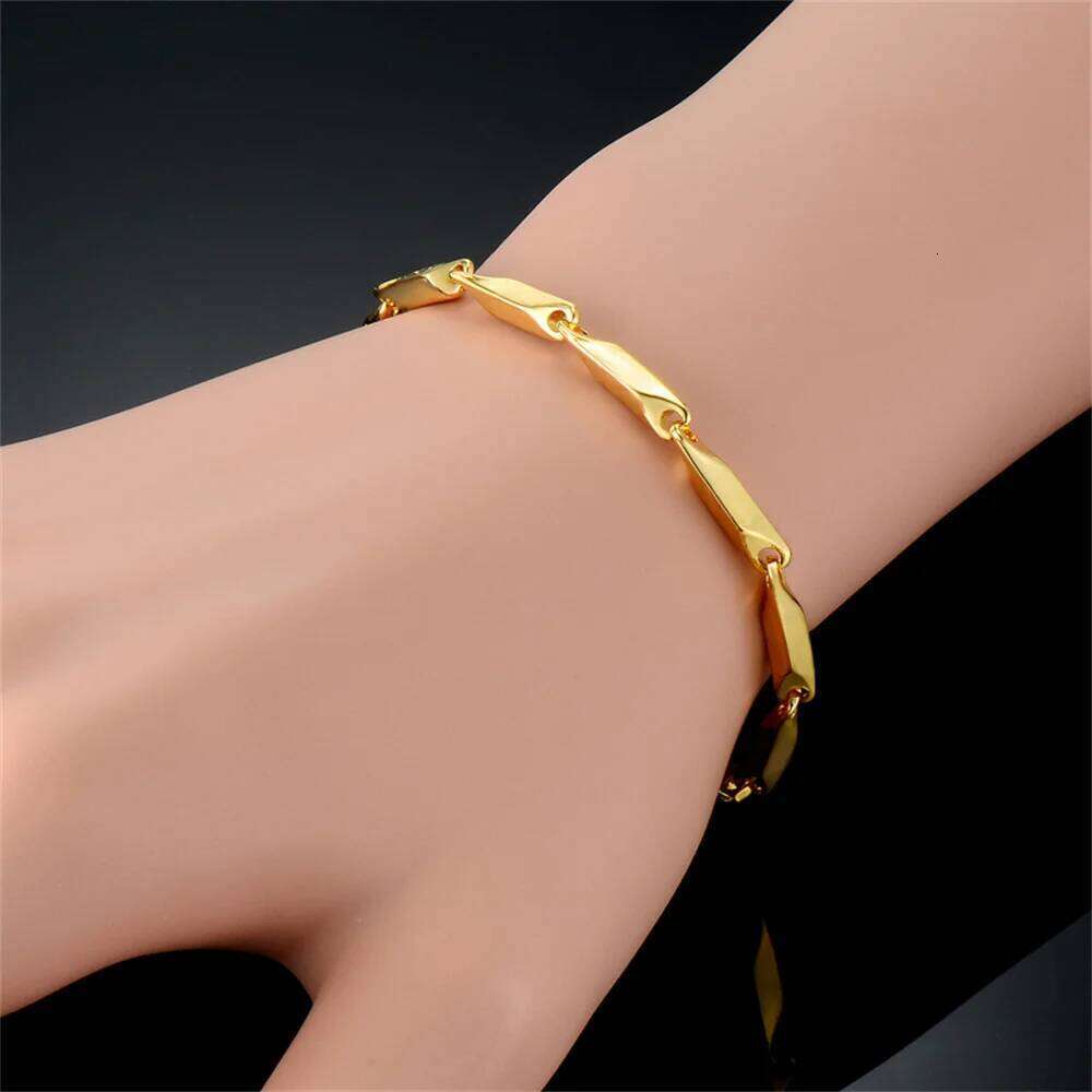 Punk Irregular Link Bracelets 18/21cm Gold Silver Color Stainless Steel 3mm Hand Chain for Men Women Hip Hop Jewelry Gift 26H0206
