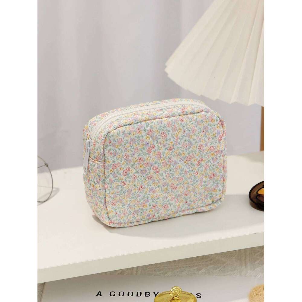 1pc bow quilted cosmetic daily tool storage cute mini bag, fashionable portable makeup bag Y260206
