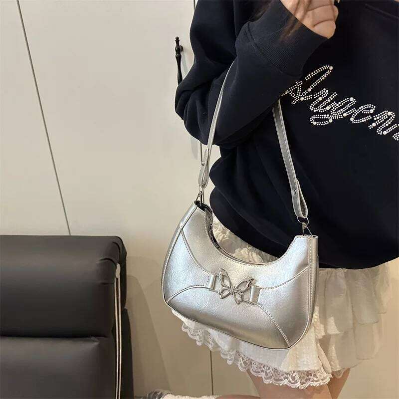 Fashion Butterfly Pu Shoulder Bags for Women Thread Design Versatile Ladies Underarm Bag Simple Female Phone Handbags Purse Y260205
