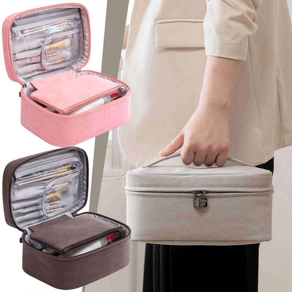 Large Portable Makeup With Removable Divider Bag Traveling Water-resistant Cosmetic Case For Daily Use Y260206