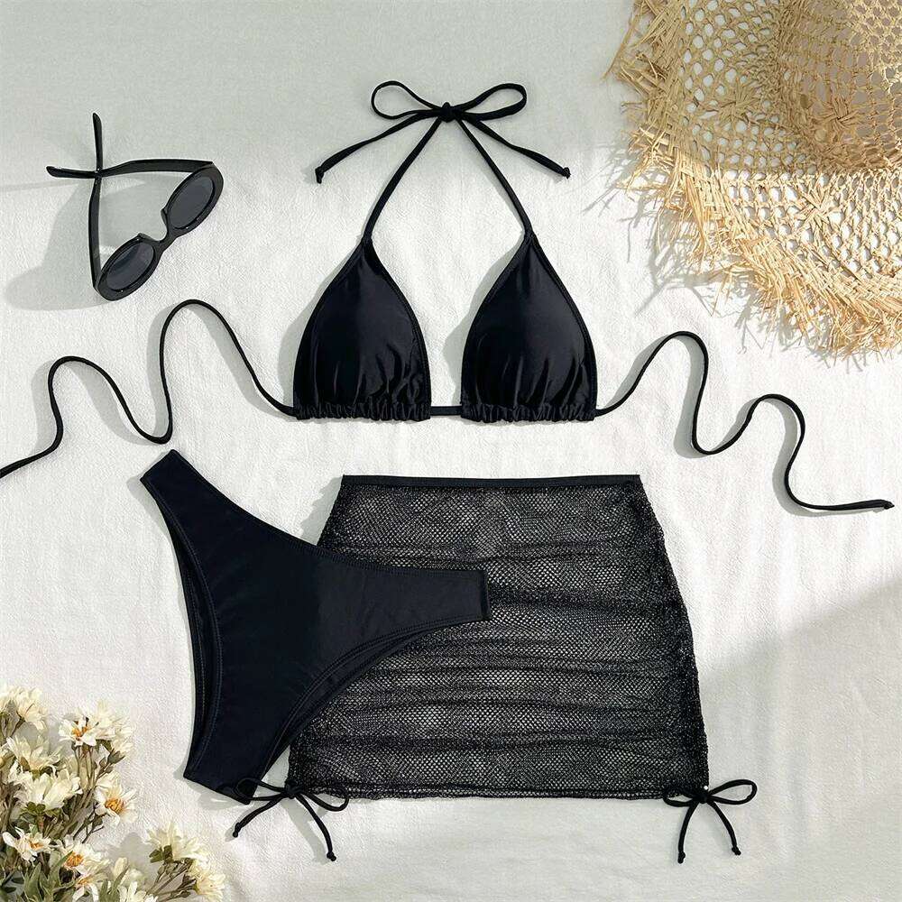 Sexy Pink Bikini Extrem String Backless Swimwear Mesh Skirt Women Push Up Swimsuit Black Y2K Thong Bikinis Beach Vacation Outfit Z260206