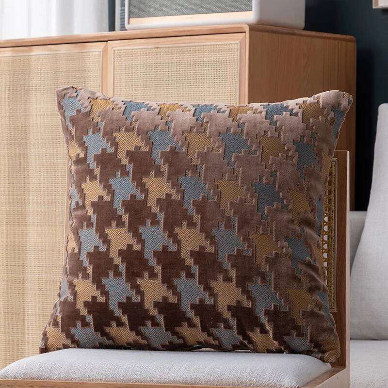 Luxury Houndstooth 45x45cm Decorative High-end Pillow Cover for Sofa Home Decor Pillowcase Livingroom Cushion Case