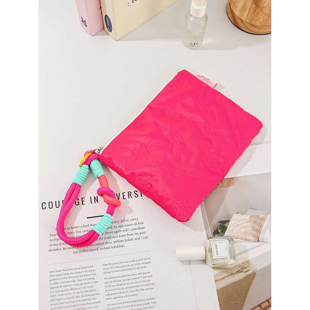 1piece bow hand-held travel essential daily toiletries bag, makeup storage bag Y260206