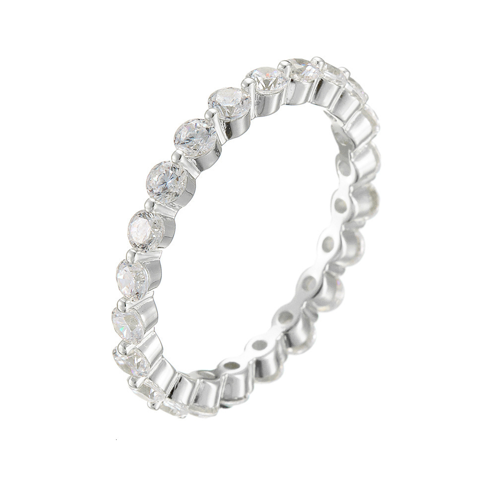 women's sterling silver niche and unique full-diamond zirconia ring set, combination rings, simple hand jewelry