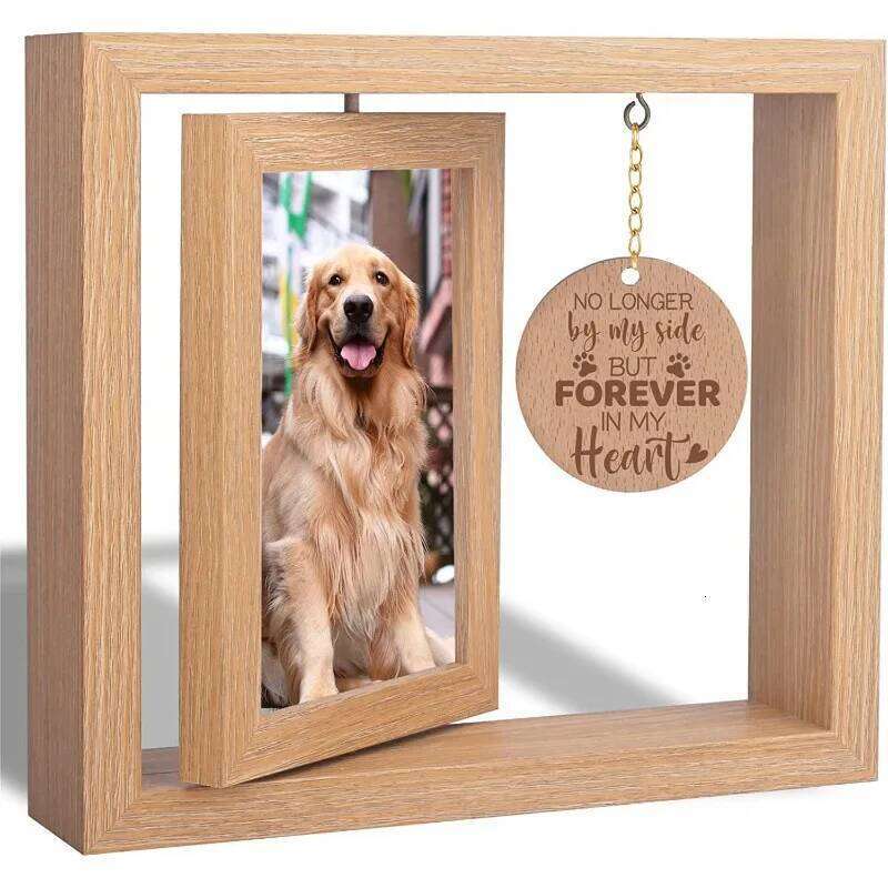 Wooden Postcard Solid Wood Rotatable Desktop Ornament Pet Commemorative Photo Frame S260205