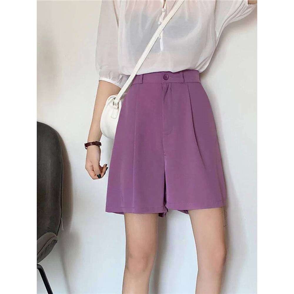 JMPRS Casual Women Wide Leg Summer Korean Fashion Button Red Ladies Elastic Waist Packets Female Black Shorts New XJ260206