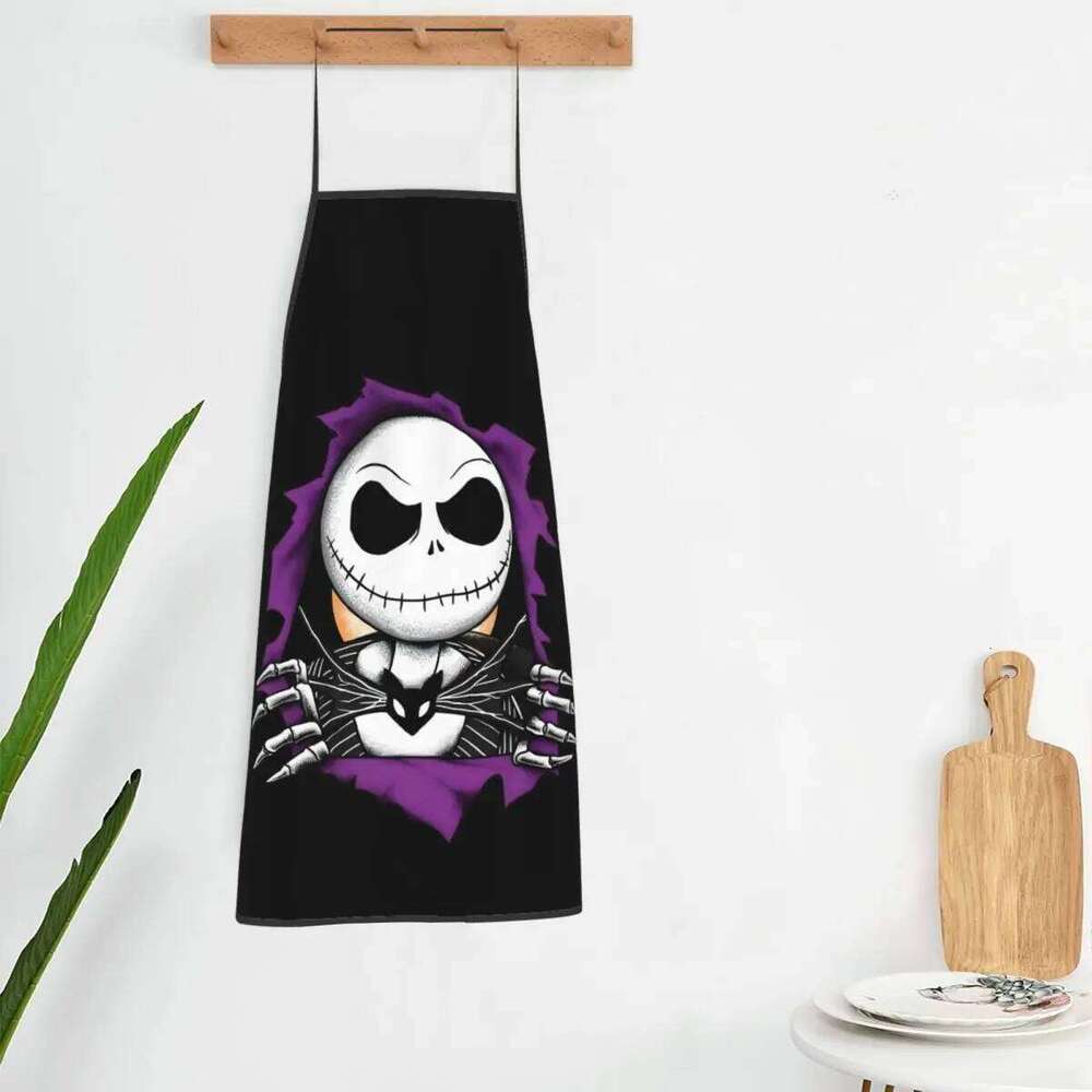 Bib Nightmare Before Christmas Skull Aprons Adult Chef Cooking Kitchen Jack Skellington Anime Tablier Cuisine Gardening S260205