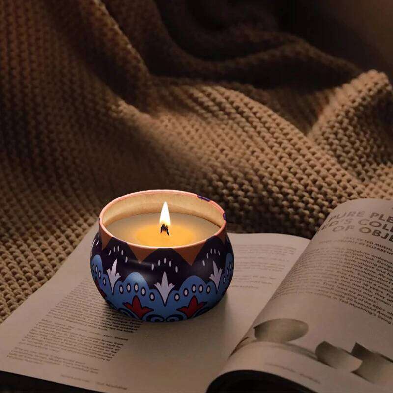National style cup fragrant living room bedroom tin romantic fragrance soy wax candle birthday present S260205