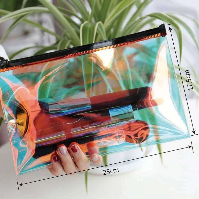 Necessary Wash Make Up Case Fashion Laser Travel Cosmetic Clear Zipper Makeup Bag Toiletry Brush Pencil Bags Organizer Y260206