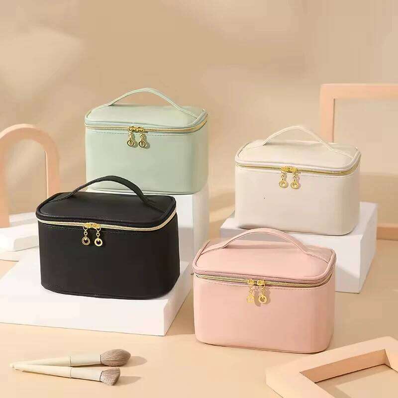 Customizable PU Leather Makeup Bag Personalized Monogram Name Cosmetic Case Bespoke Design Large Capacity Toiletry Organizer Y260206