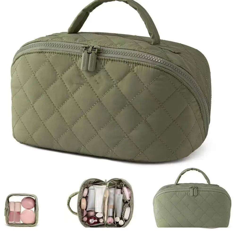 Portable Makeup Bag with Handle Large Capacity Pink Travel Cosmetic Washbag for Women Beauty Essentials Storage Y260206