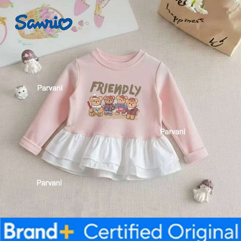 Sanrio Baby Girls Cotton Clothes Striped Patchwork Top Kid Hello Kitty Printed Pullover Children Autumn Fashion Long Sleeve T-shrits H260206 - view 6