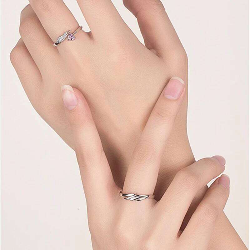 Woman's 925 Sterling Silver Fashion Jewelry New Crystal Zircon Wings Couple Rings For Man XY0347 W260206