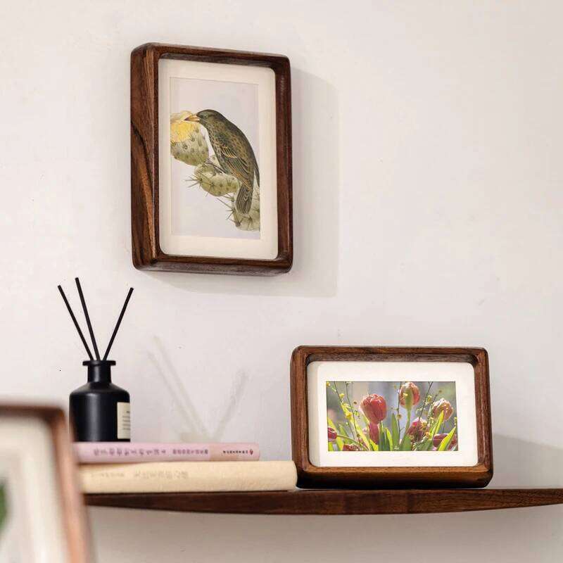 6/7/8/10 Inch Solid Wood Photo Premium Walnut Frame Creative DIY Display Stand Luxury Desktop Picture Decoration S260205