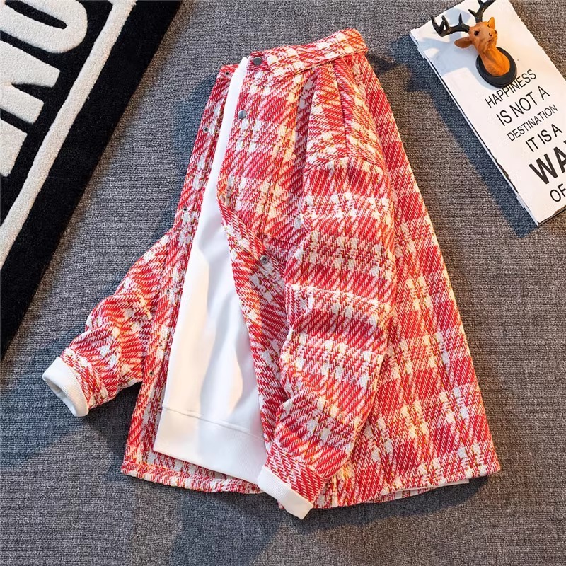 Luxury Brand Designer Clothes Xiaoxiangfeng Men's Loose Casual Cardigan Jacket Autumn Winter Fleece Plaid Shirt Self-Designed#Xxf016 - view 7