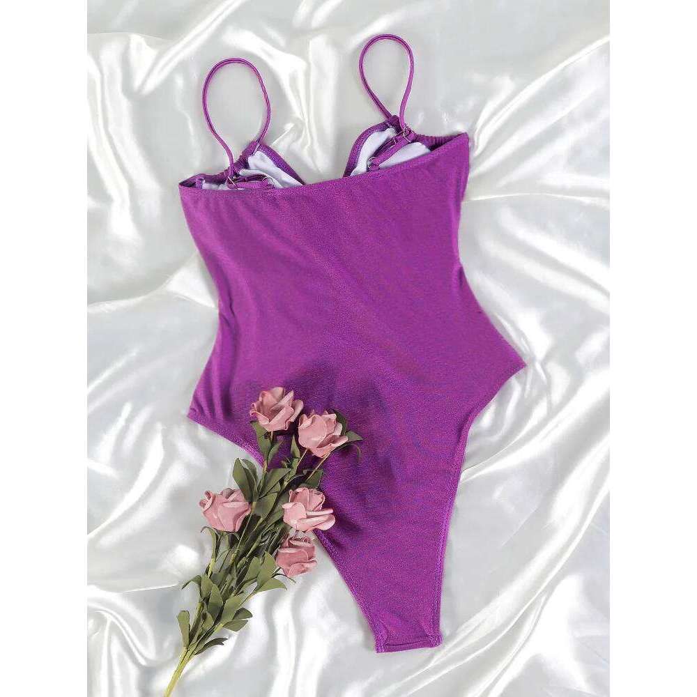 Pleated One Piece For Women Solid Swimsuit Hollow Out Swimwear Sexy High Waist Bathing Suit 2025 Bodysuit Summer Beachwear Z260206