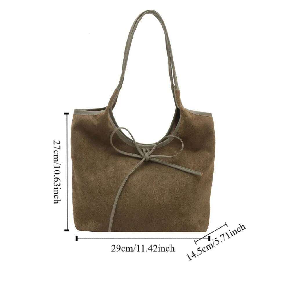 Simple Elegant Bow Tie Shoulder Korean Style Bowknot Retro Underarm All-match Lightweight Wool Tote Bag Women Y260205