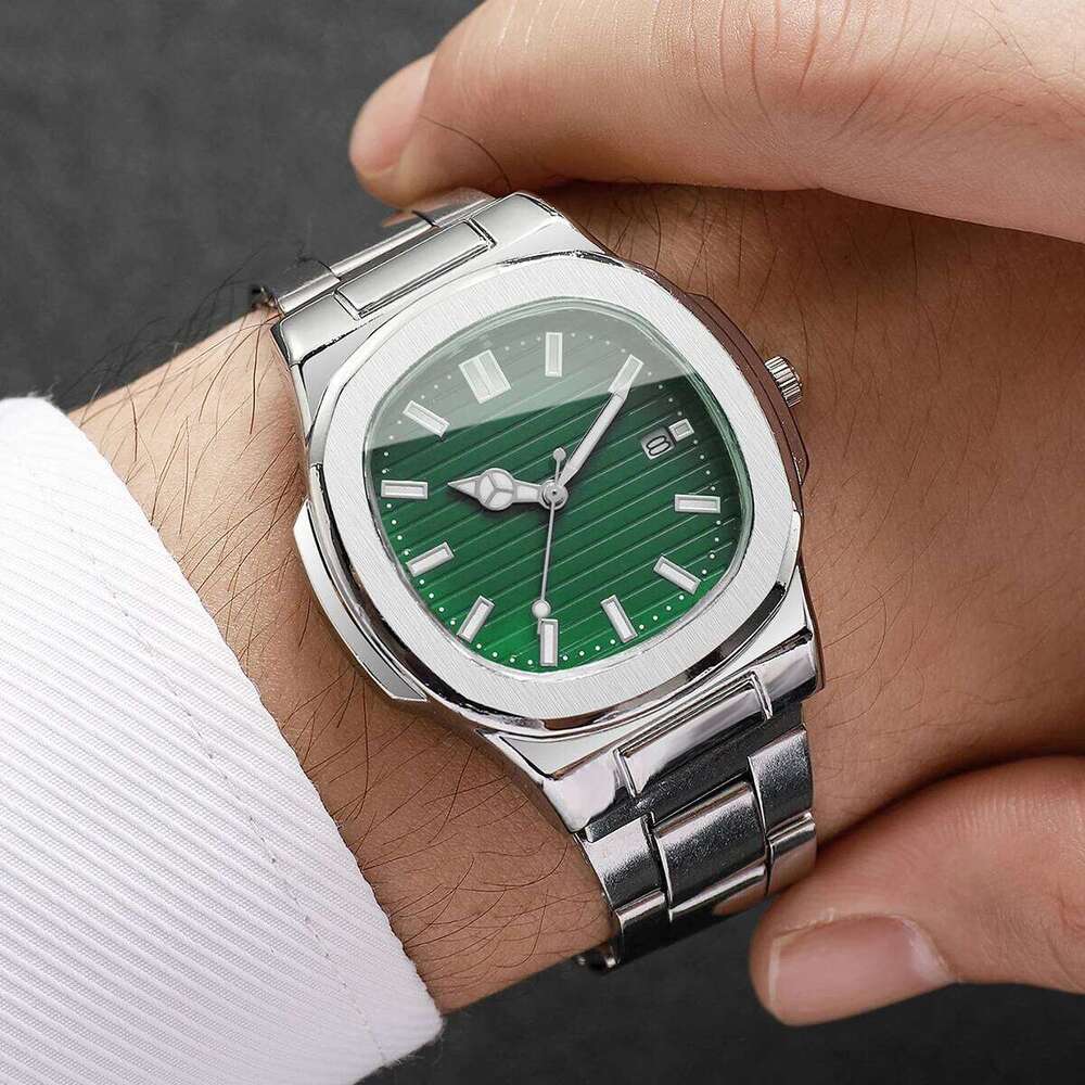 Men Fashion Wristwatches Business Square Dial Stainless Steel Strap Quartz Watch with Calendar For Mens ClockWithout Box Z260206