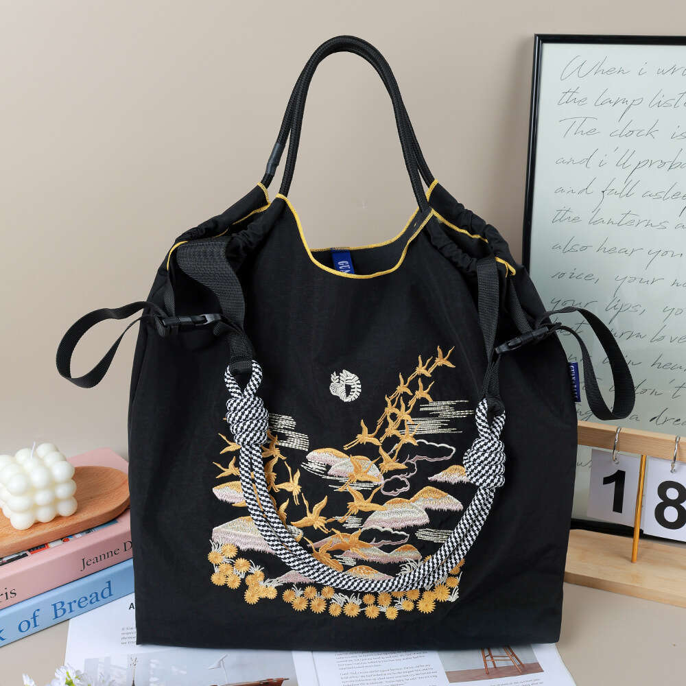 New Shoulder Large Capacity Women's Eco-Friendly Shopping Embroidered Crossbody Nylon Tote Bag MASA