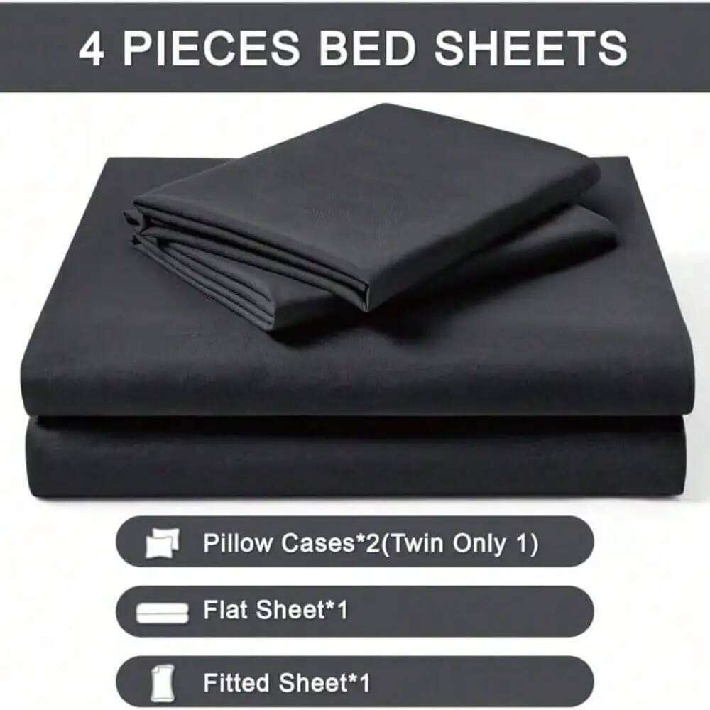 Ultra Soft Sheets- 3/4 Pieces Hotel Luxury Bed Sheets Deep Pockets Easy Care Cooling & Breathable - XJ260206