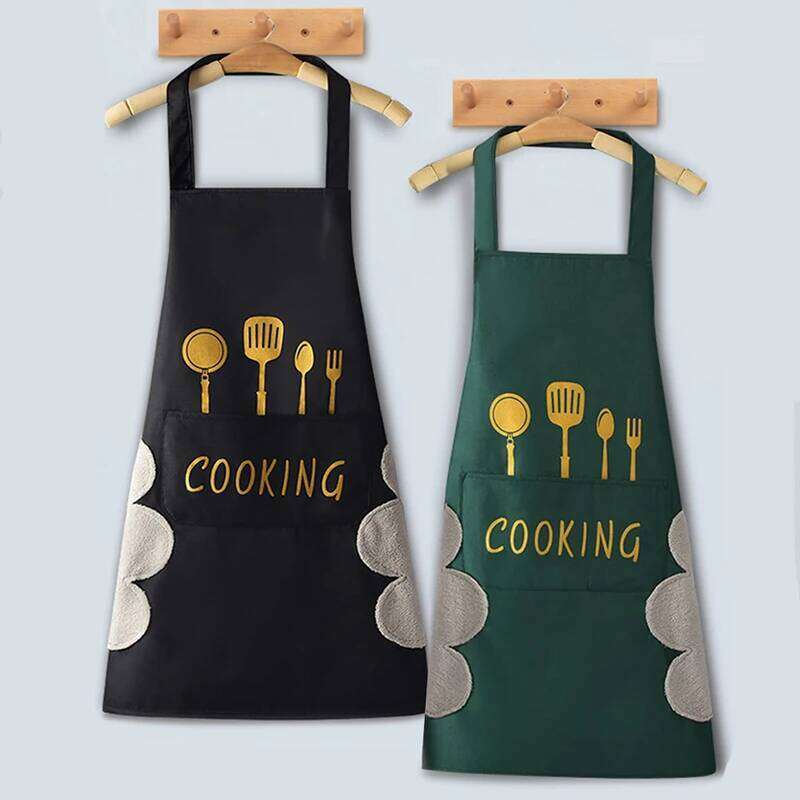 1PC Kitchen Oilproof Waterproof Men And Women Apron Can Wipe Hand Have Pocket Restaurant Work Clothes For Cleaning Cooking S260205