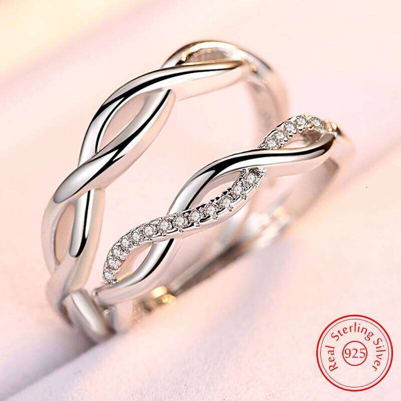 Women's 925 Sterling Silver Fashion Jewelry New Spiral Crystal Zircon Couple Rings For Men XY0344 W260206