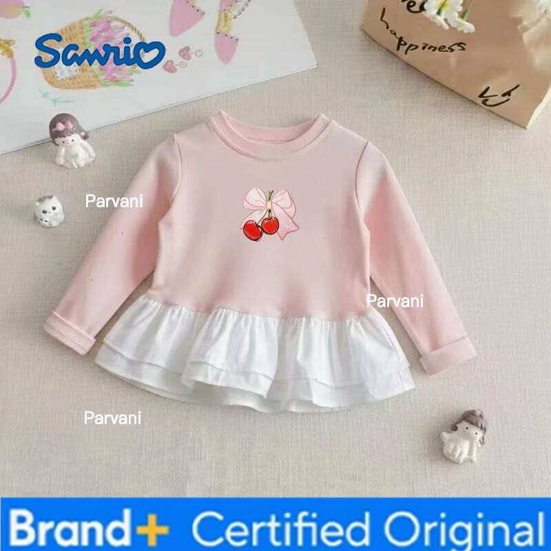 Sanrio Baby Girls Cotton Clothes Striped Patchwork Top Kid Hello Kitty Printed Pullover Children Autumn Fashion Long Sleeve T-shrits H2602061 - view 6