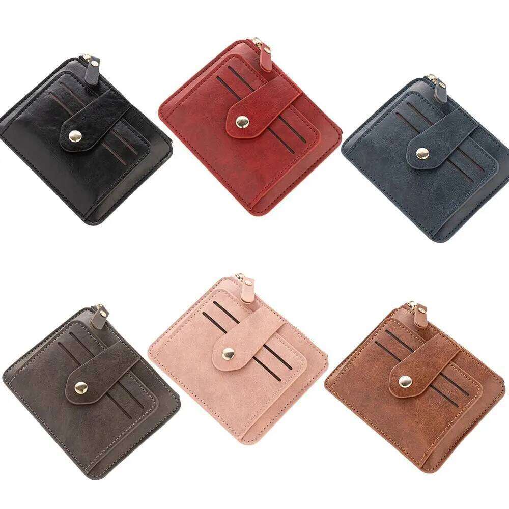 Simple PU Leather Women's Card Bag Zipper Large Capacity Men's Wallet Coin Purse for Male And Female Y260206