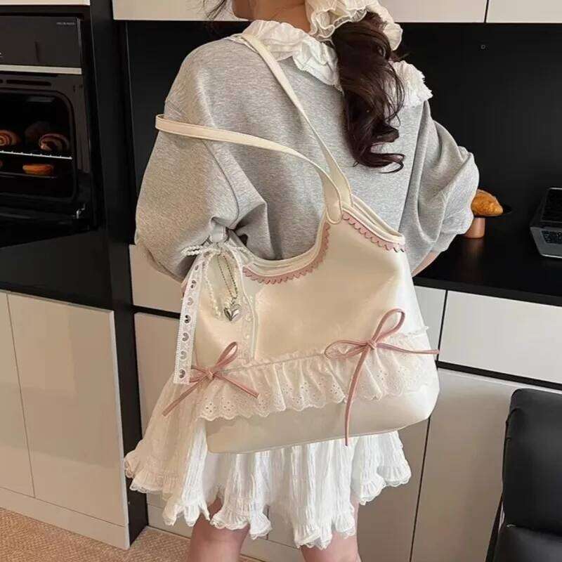 2026 New Women Chic Bow Fashion Casual All Match Underarm Bag Sweet Y2k Aesthetic Fairy Elegant Handbags Y260205