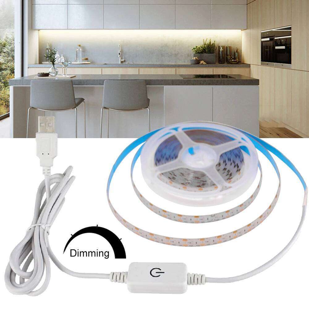 DC5V USB 2835 Dimmable Touch Switch Backlight TV Kitchen Strip Flexible LED Tape Ribbon Under Cabinet Light Night Lamp Z260206
