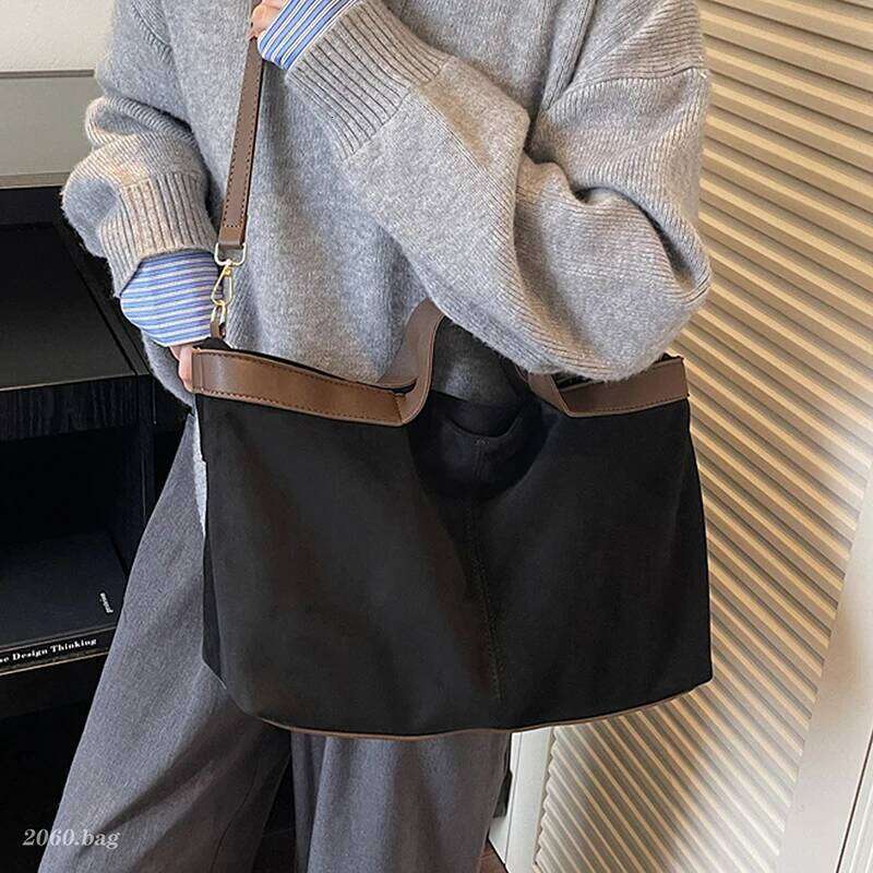 Retro Suede Handbag Autumn Winter Women's New Versatile Travel One Shoulder Bags Casual Large Capacity Commuter Tote Bag Y260205