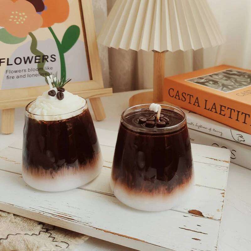 Handmade Glass Scented Candle Milk Foam Iced Americano Black Coffee Fragrance Gift Soy Wax S260205