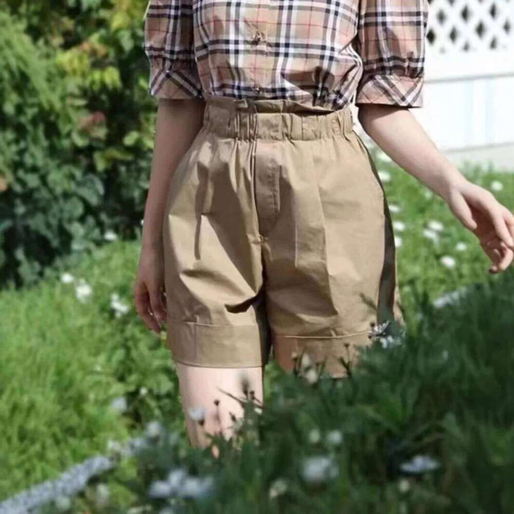 Khaki High A- Line Wide Leg Hot Pants Women's Summer New Style Cotton Shorts Low Waist Chinese Production XJ260206