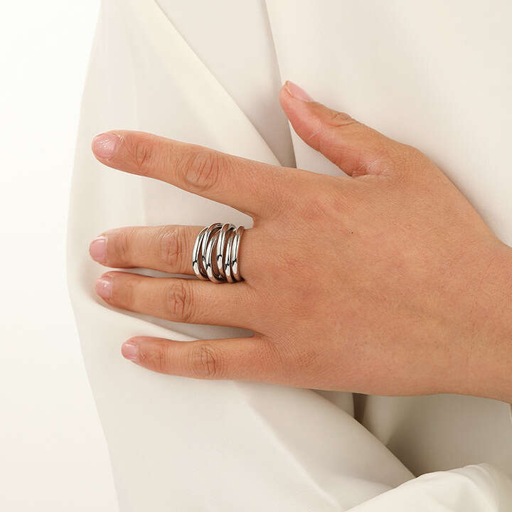 designer rings minimalist multi-layer coiled open ring, vintage fashion niche design, adjustable index finger ring