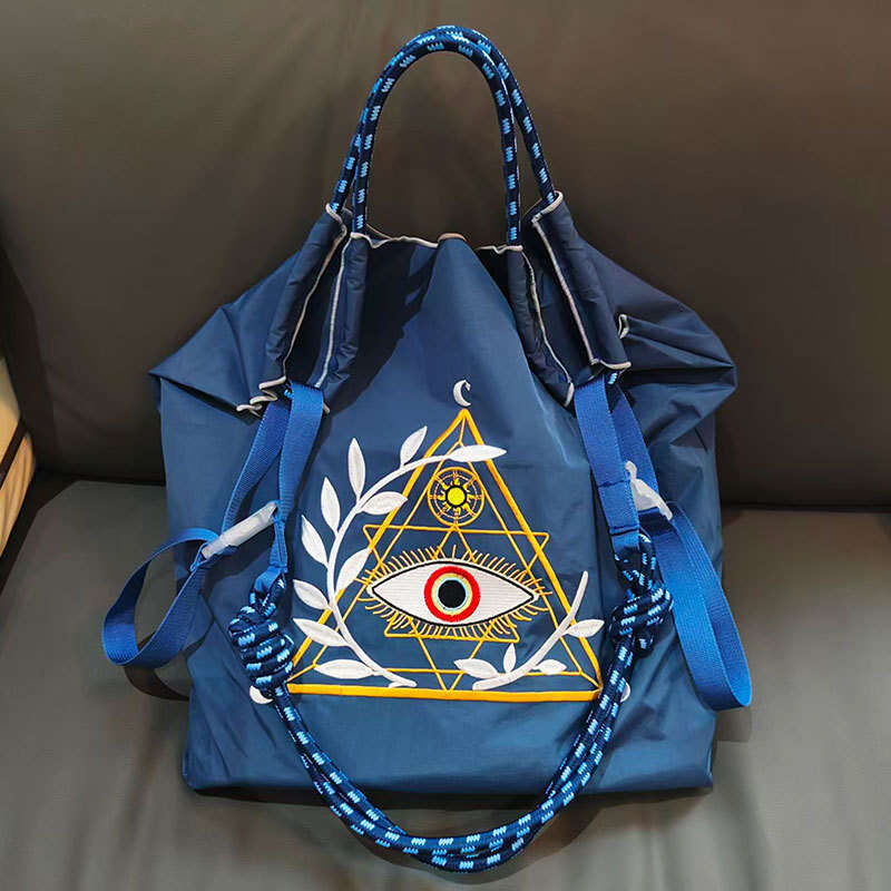 Japanese Style New Embroidered Eco-Friendly Shopping Nylon Waterproof Crossbody Women's Large Capacity Canvas Bag MASA