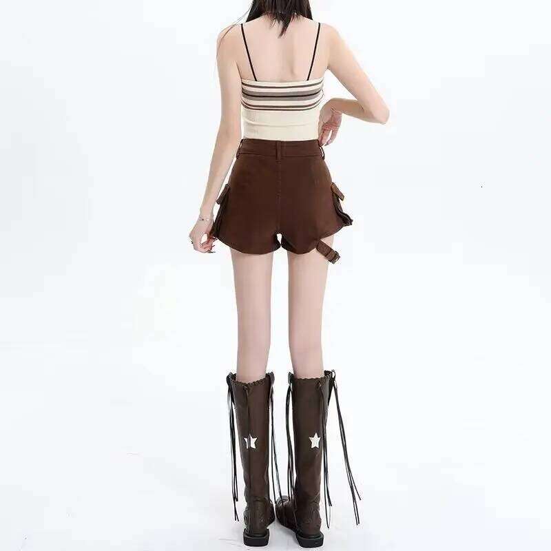 Shorts Women Skinny Creativity Lace-up Popular Streetwear Daily Personality Students Holiday Fashion y2k Sexy American Retro XJ260206