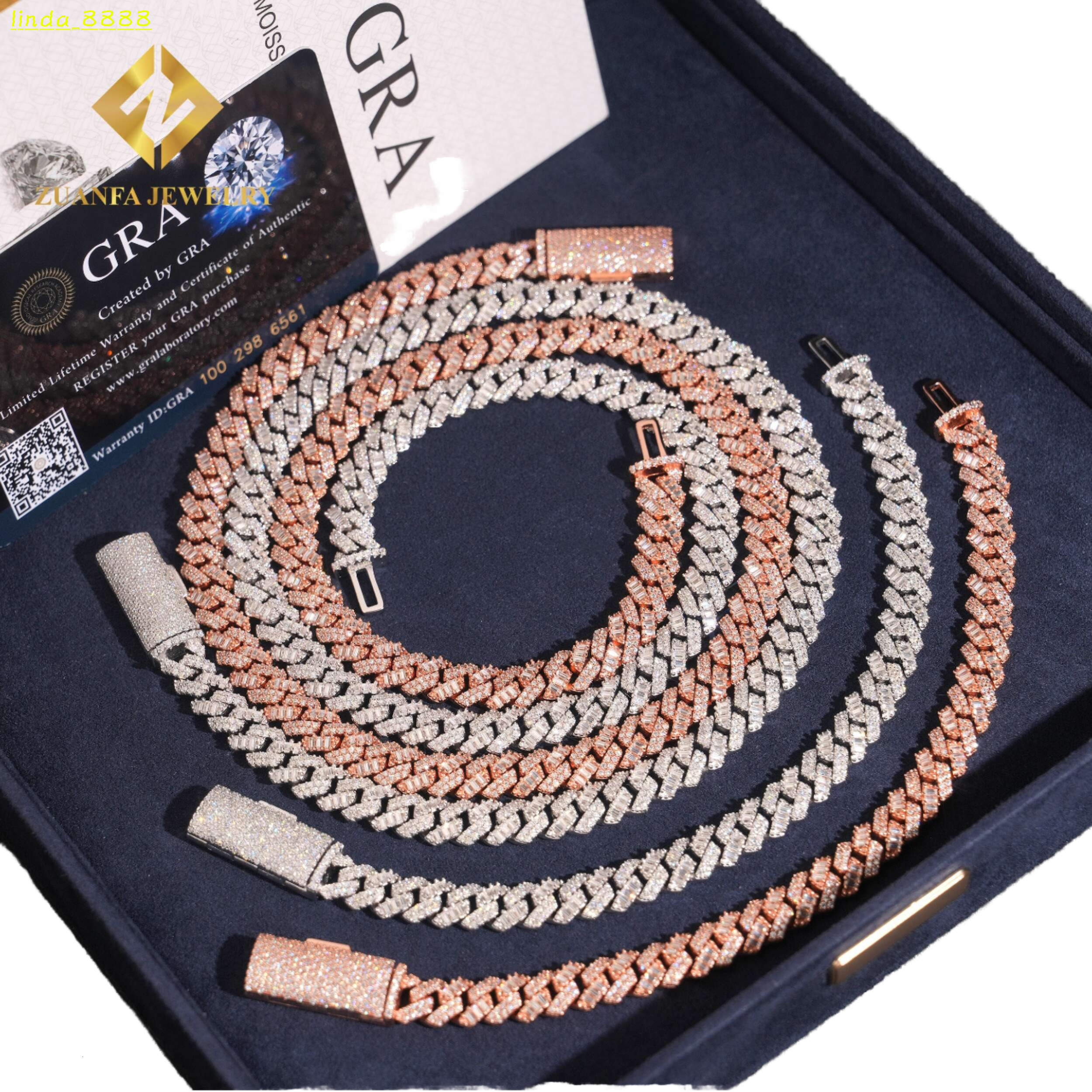 Hot Sale 925 Silver Cuban Link Chain VVS GRA Certificate 8MM Iced Out Hip Hop Moissanite Necklace Fashion Accessory