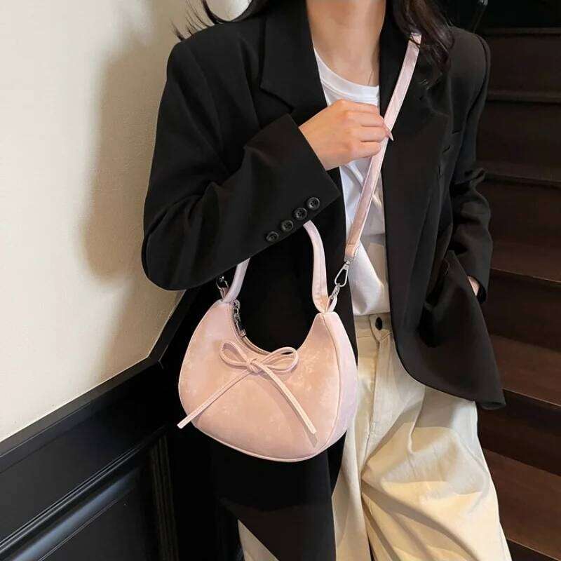 Sweet Fresh Small Bow Handbag Women Trendy Underarm Shoulder Bag, Suitable for Daily Use, Outings, Dates, Parties, Gifts. Y260205