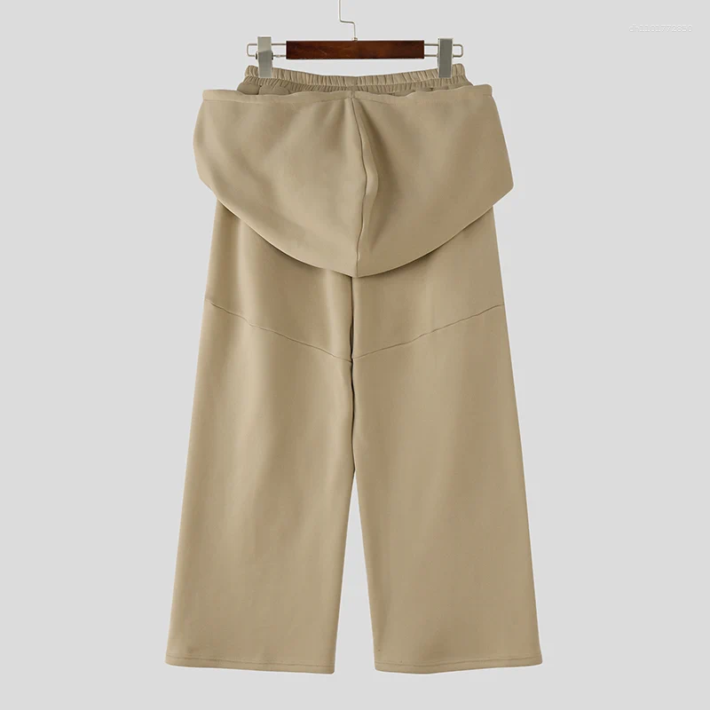 Men's Pants INCERUN Men Irregular Solid Color Elastic Waist Casual Trousers Streetwear Loose Joggers Workout Fashion Long