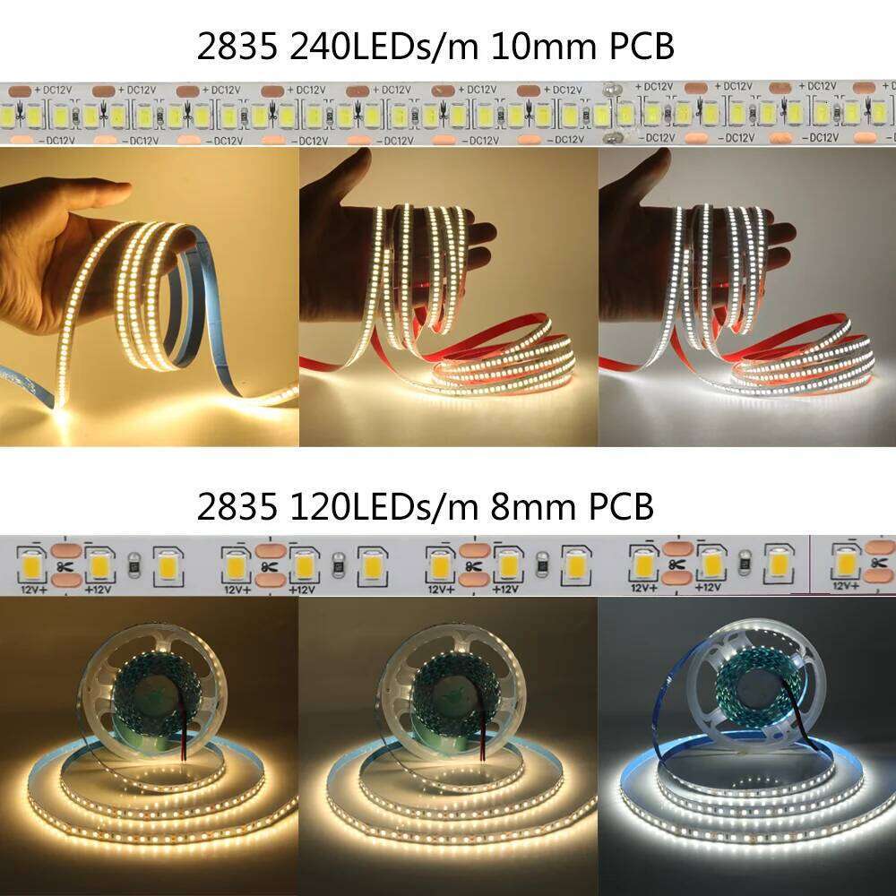 DC12V 24V Strip 5m 10m 2835 Ribbon Diode Tape 120 240LEDs/m Flexible LED Lights Warm Cool White Waterproof TV Backlight Z260206