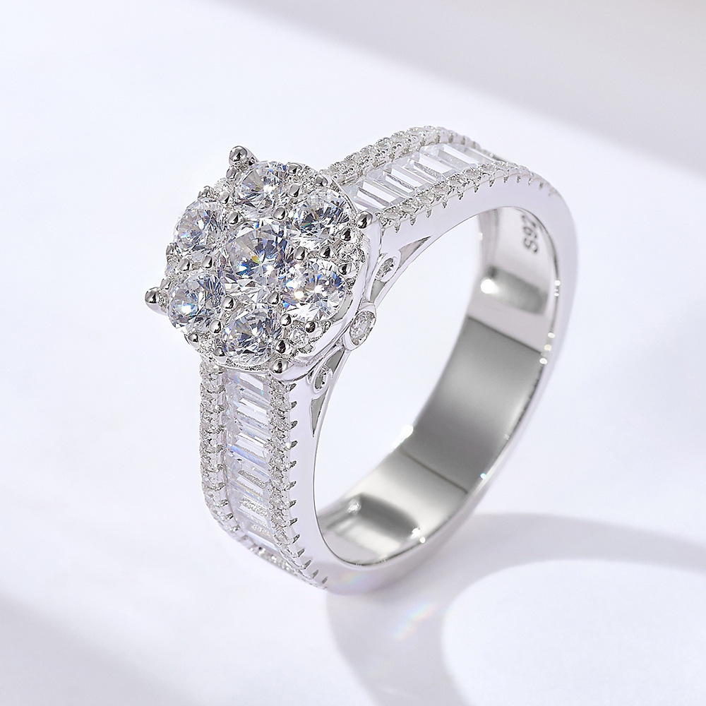 S925 Sterling Silver Micro-Paved Zirconia Set Hot-Selling Women's Wedding Ring