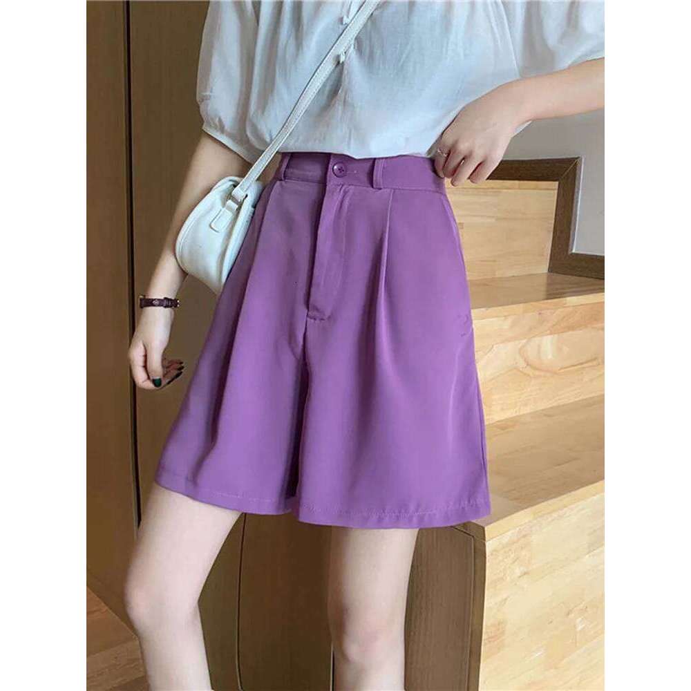 JMPRS Casual Women Wide Leg Summer Korean Fashion Button Red Ladies Elastic Waist Packets Female Black Shorts New XJ260206