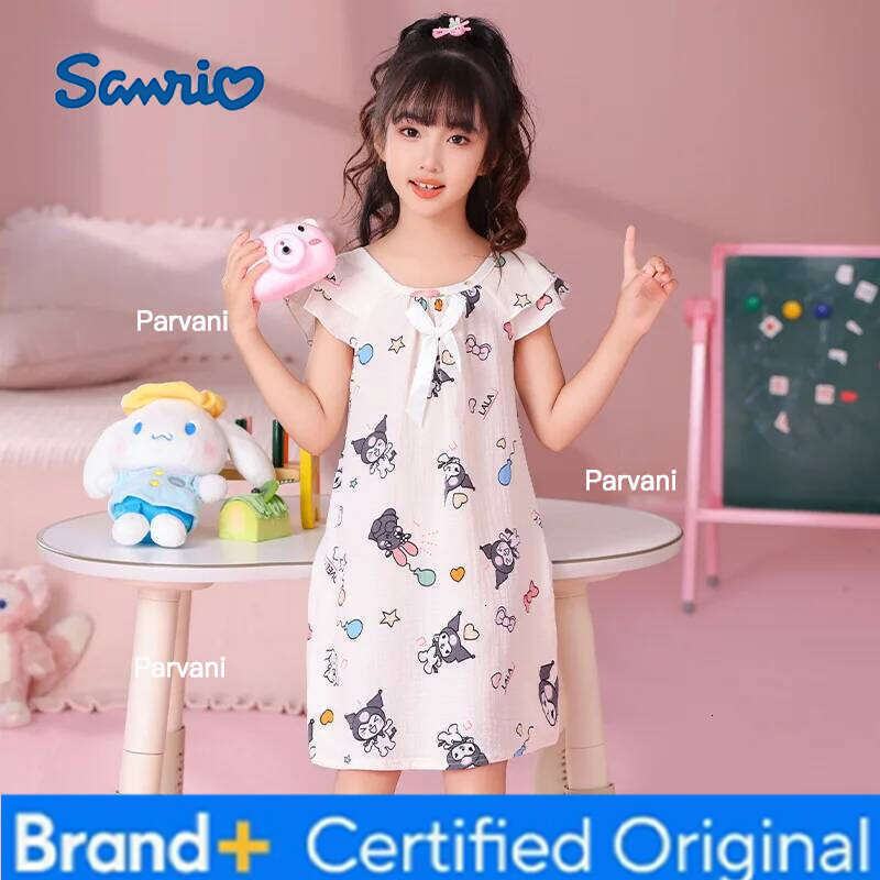 Sanrio Cartoon Home Clothes Girls' Pajama New Korean Camisole Dress for Girls and Children Baby Pajamas Nightgown Girl Kid's H260206 - view 3