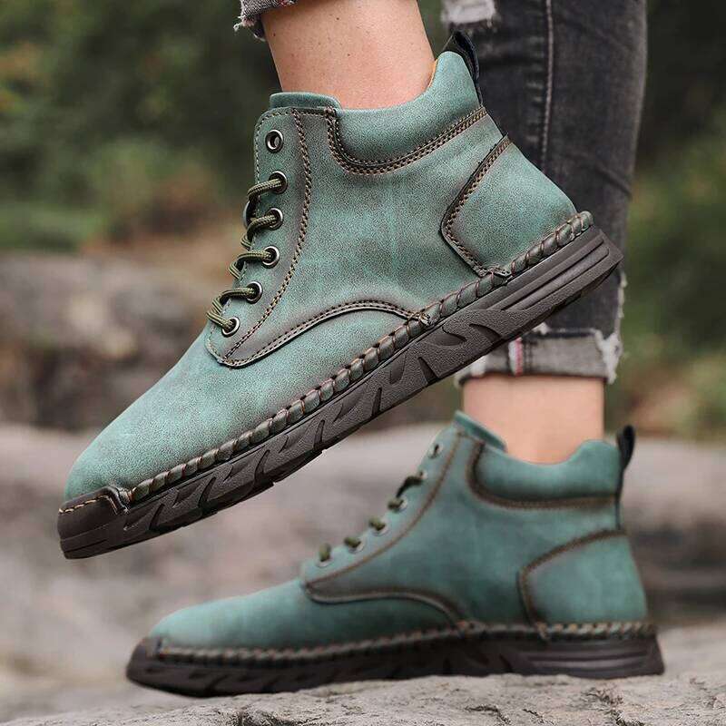 Men's Top High Quality Soft Sole Comfortable Flat Bottom Walking Shoes Classic Versatile Business Casual Bare Boots