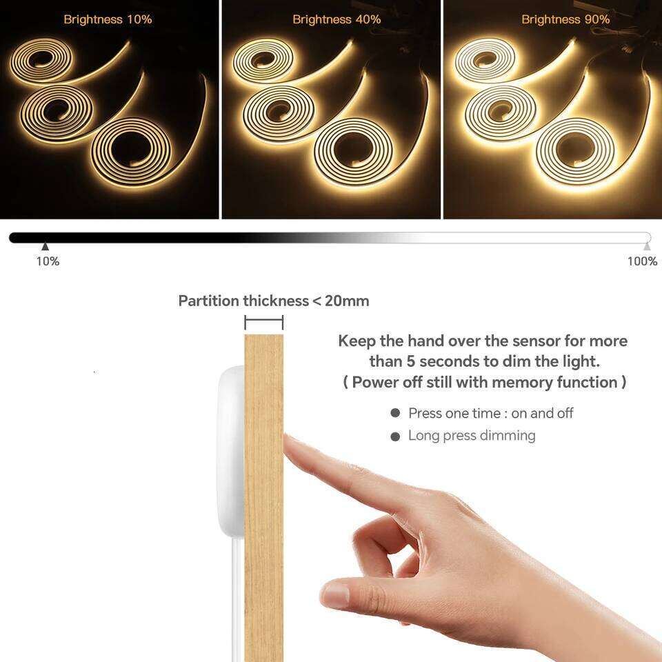 Embedded Acoustic Panel Decor Self-Adhesive Neon COB Strip Light Kit Wood Grain Grille Curtain Wall Backlight LED Tape Z260206