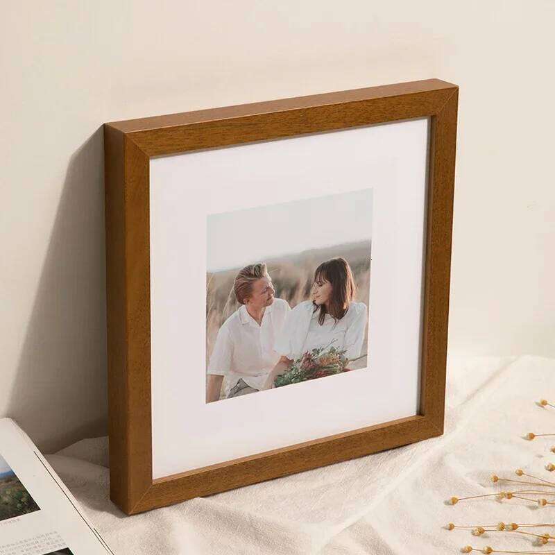 Minimalist Wooden Painting Decor Family Wedding Photo Frame Square Custom Portaretratos De Fotos Fathers Day Gifts S260205