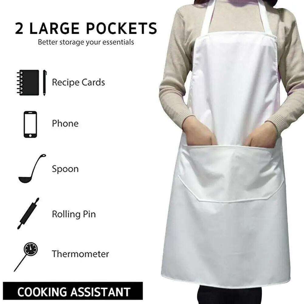 Adjustable Cooking Unisex Waterproof Dust-proof New Solid Color Chef Waiter Dirt-resistant Smock Sleeveless Pocket Apron S260205