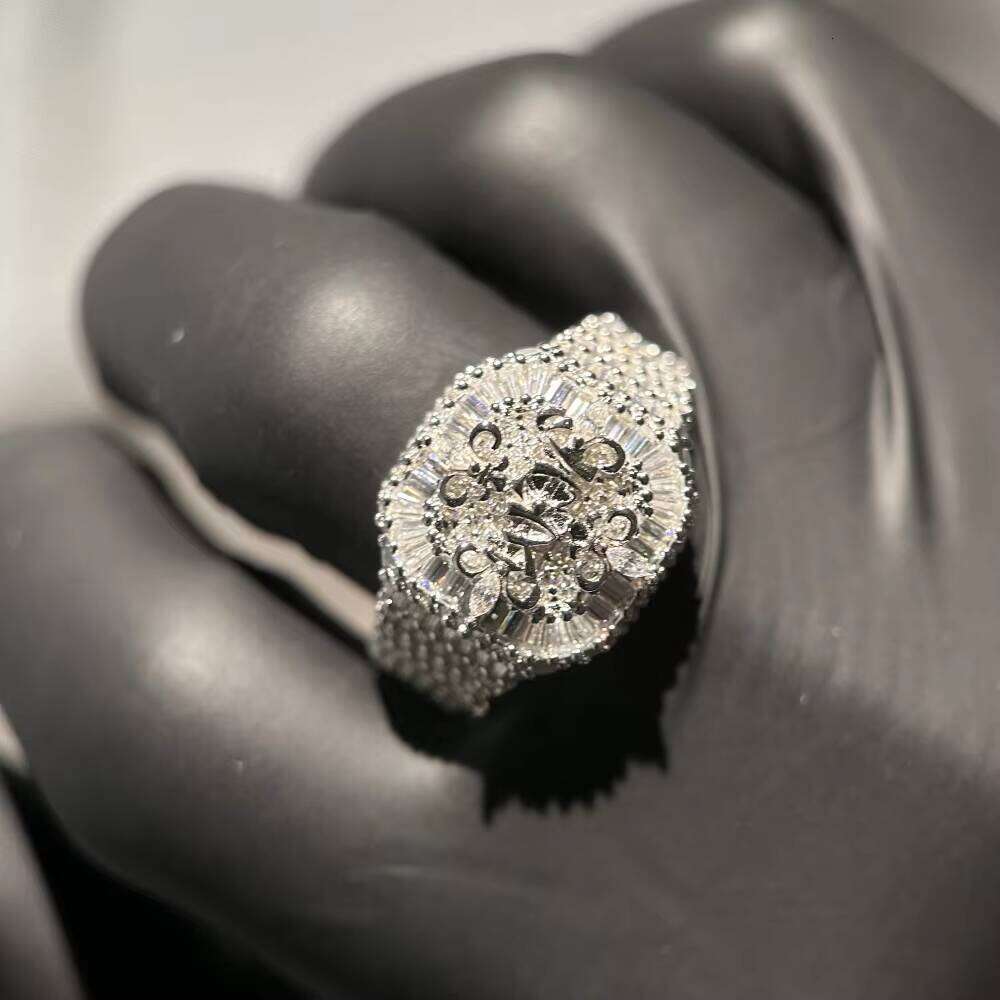 925 Sterling Silver With VVS Custom Ice Out Hip Hop Moissanite Ring