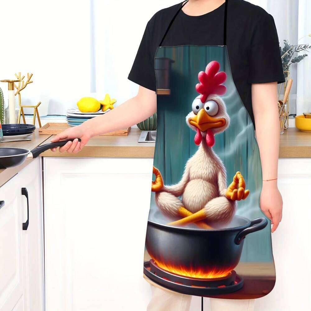 Cartoon Chicken Unisex Kitchen Apron , Fun Cooking Gift, Durable Polyester S260205