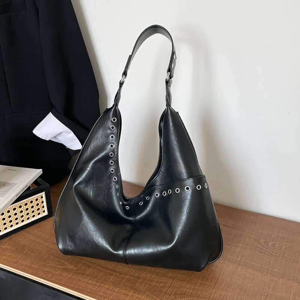 Women Large Capacity Soft Shoulder Bag Korean Style Solid Color Buckle Versatile Underarm Bags Commute All-Match Tote Handbags Y260205